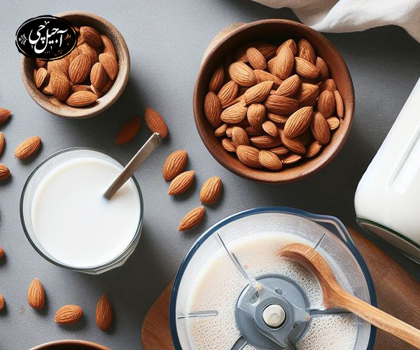 ترکیبات لازم برای تهیه شیر بادام برای یک نفر