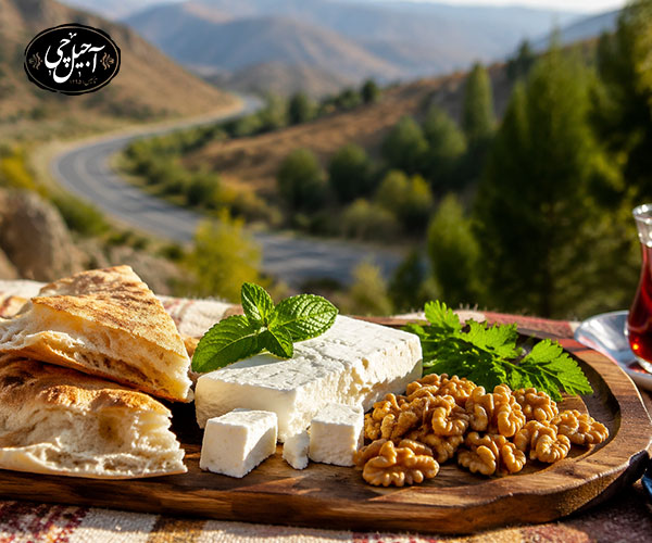 نان و پنیر و گردو