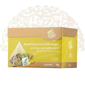 دمنوش مخلوط چای سبز و زنجبیل بسته14عددی مهرگیاه