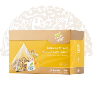 دمنوش مخلوط جینسینگ بسته 14عددی مهرگیاه