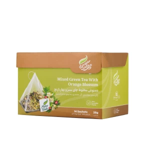 دمنوش مخلوط چای سبز و بهارنارنج بسته14عددی مهرگیاه